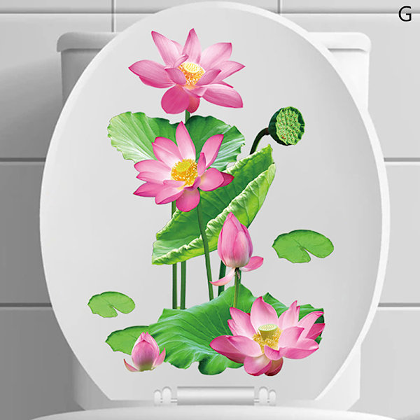 WC-klistremerker Toalett Blomster Veggklistremerke For Baderom Toalettlokk G