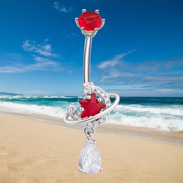 Krystall Dingle Navlepiercing Ringer Rustfritt Stål Zirkon Univer B