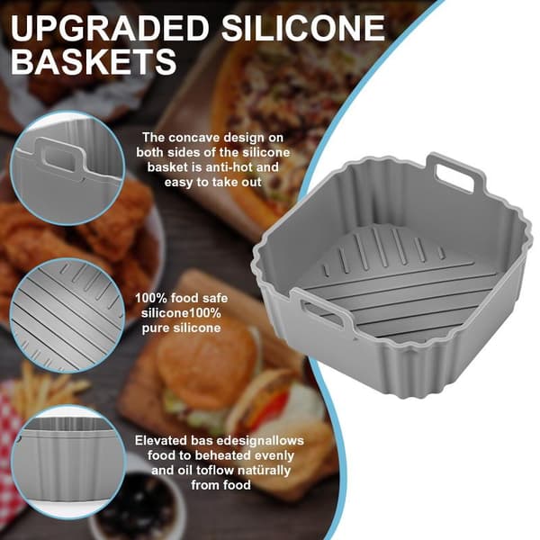 Silikon Air Fryer Bakform Bricka Foder Återanvändbar Non-stick Black