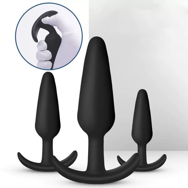 Anal Butt Plug Myk Silikon Dildo Prostatamassasje Stimulator Black Small