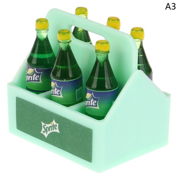 1 Sæt Dukkehus Miniature Cola Soda Sprite Flasker Modle Køkken A3