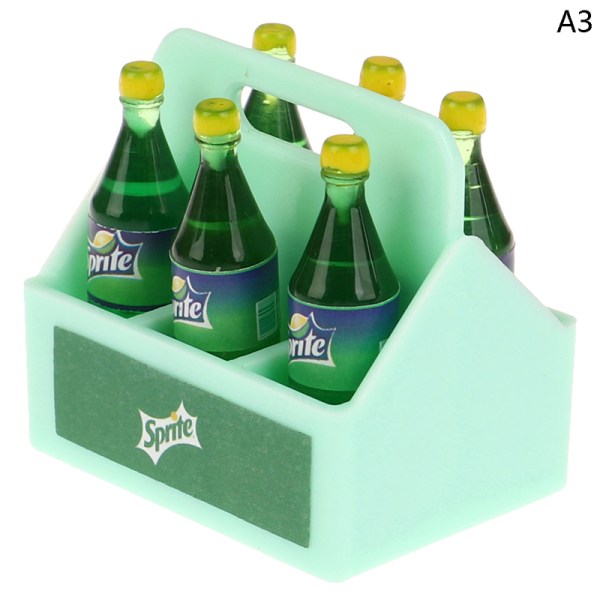 1Set Dockhus Miniatyr Cola Soda Sprite Flaskor Modle Kök A3