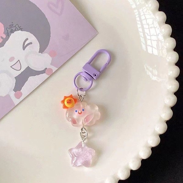 e Cartoon Luminous Cloud Star nøkkelring Par Bag Pendant Jewel A1
