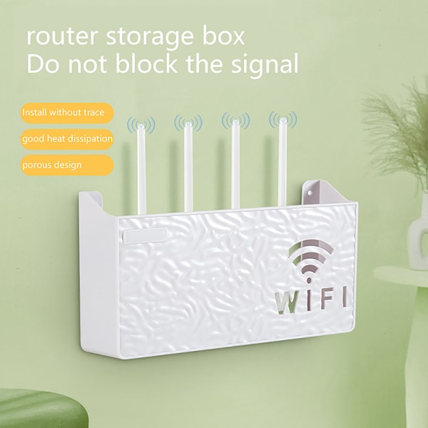 Wifi Router Rack Box Hylla Förvaring Väggmonterad Trådlös Bracke Gray