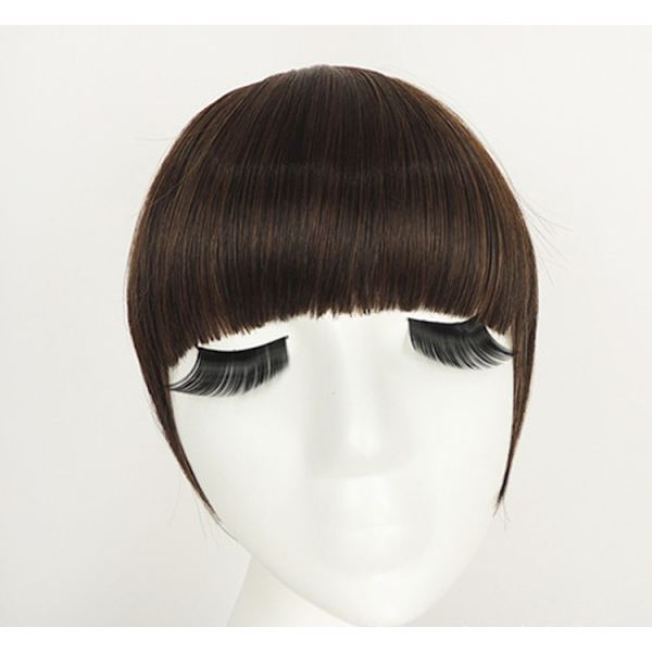 Fringe Clip In On Bangs Straight Hair Extensions Dark Brown