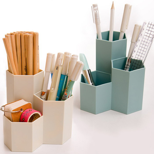 Enkel Frosted Honeycomb Penneholder Stor Kapasitet Skrivebordsstasjon Green