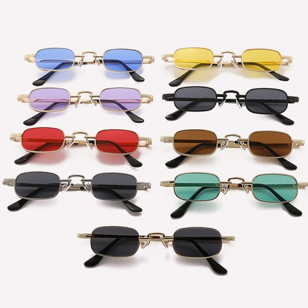 Vintage vanlig metall små firkantede briller Retro solbriller for W Gold frame green lenses