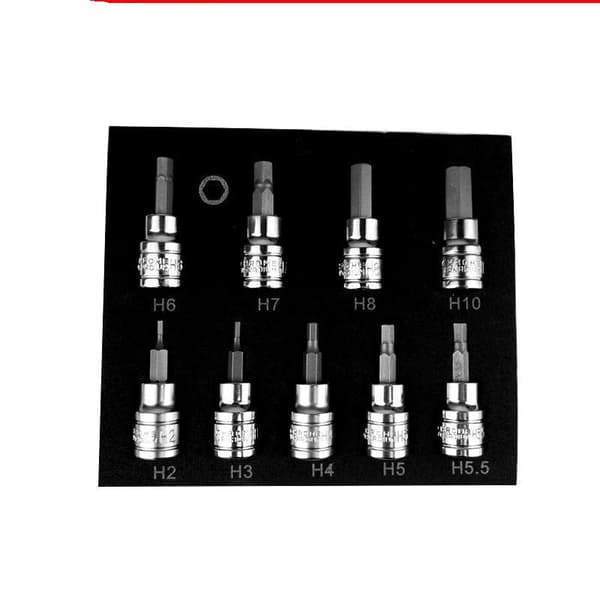 3/8in sekskantbits-pipesett, solide unbrakonøkkelpiper, drill M A2