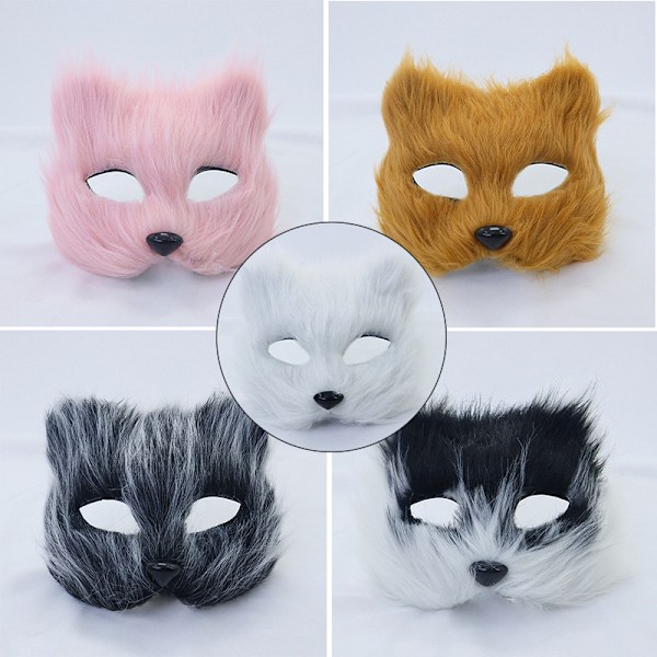 1PC Ræv Maske Pels Halv Ansigt Dyr Simuleret Kat Maske Hallowee Multicolor