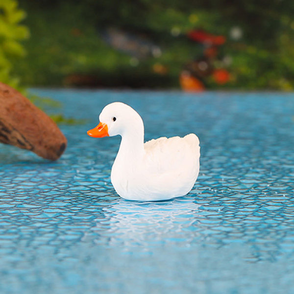 Mini White Swan Decoration Goose Figurine Dollhouse Micro Lands A4