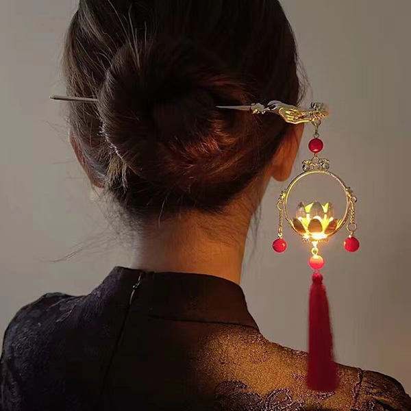 Ny gammel stil Step Shaking Tassel Luminous Lotus Lantern H