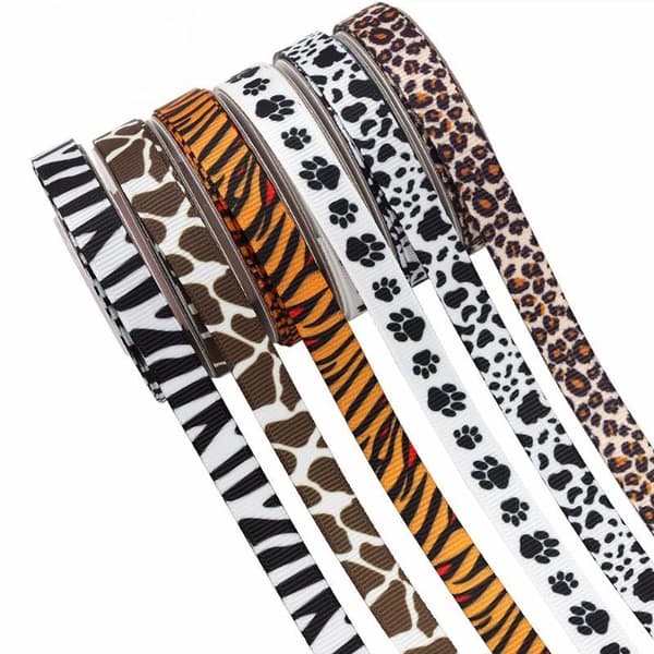 10 mm 5 yards zebra ko leopard print stofbånd til gør-det-selv tøj A9