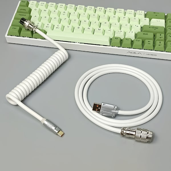 aron 1,8 m oprullet Type-C til USB Et TPU mekanisk tastaturkabel A