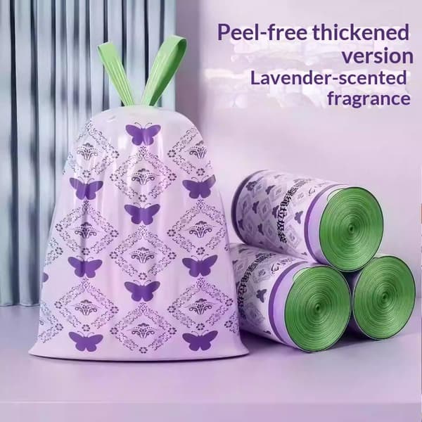 50 stk. store søppelposer med snøring og håndtak, lavendelduft A3 50pcs