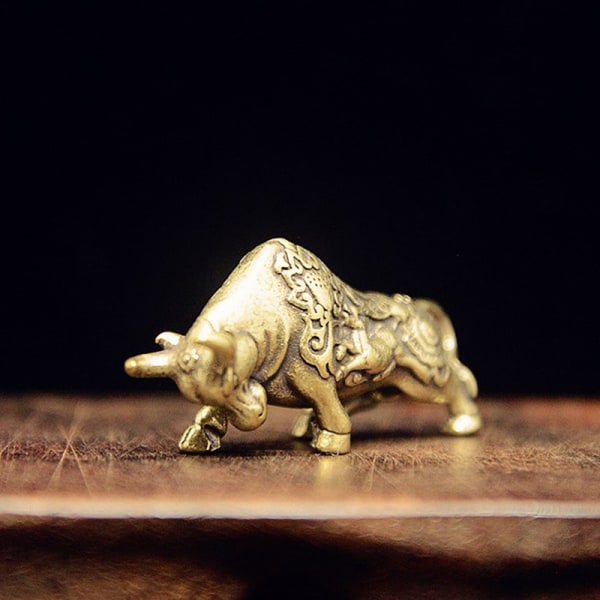 Messing Lucky Bullfighting Statue Hjem Ornamenter Kobber Dyr Mi