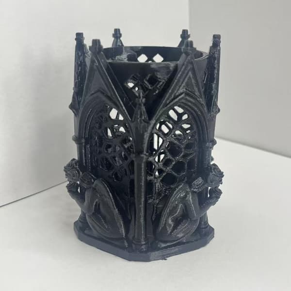 3D-printet gotisk arkitektur penneholder multifunktionel makeup Black