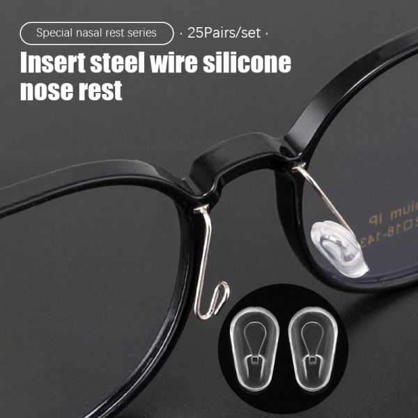 25 par/sæt plug-in briller Næsepuder Blød silikone Anti Sli