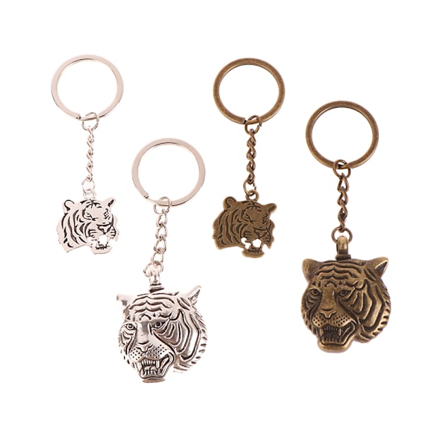 Kaksipuolinen Tiger Head avaimenperä Eläinpatsas riipus avaimenperä C