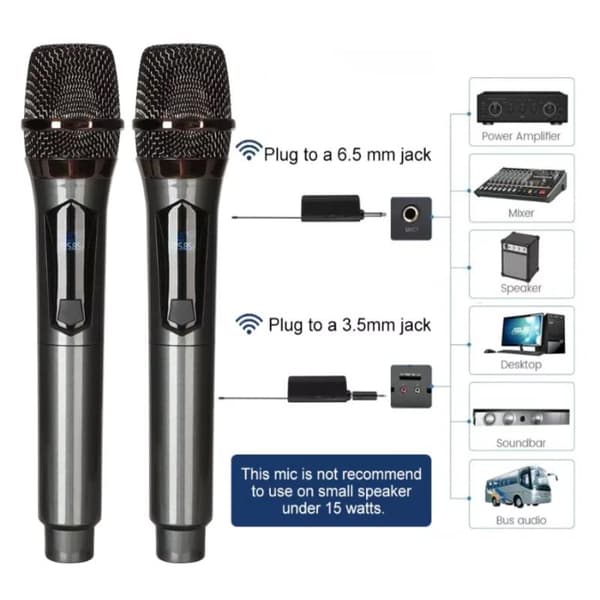Trådlös mikrofon 2 kanaler UHF professionell handhållen mikrofon A
