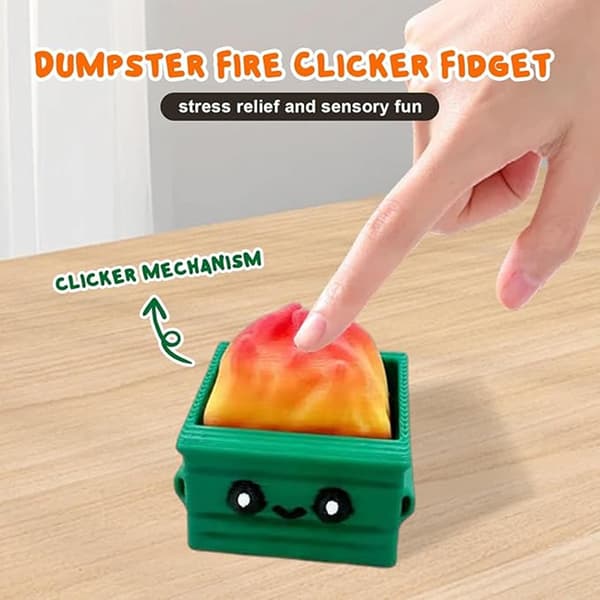 Dumpster Fire Clickie Fidget Emosjonell Støtte Kontorpultdekorasjon A1