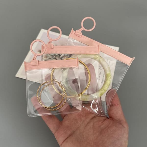 10 stk. søde lyserøde smykke lynlåsposer i EVA-plast til opbevaring Beige 7X8CM