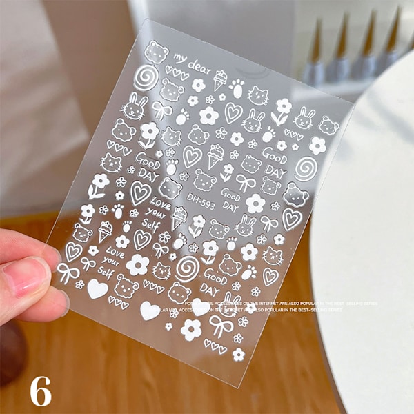 Sarjakuva Graffiti Bow Ultra-Ohuet Nail Art Tarrat Kitten Dog Be 9
