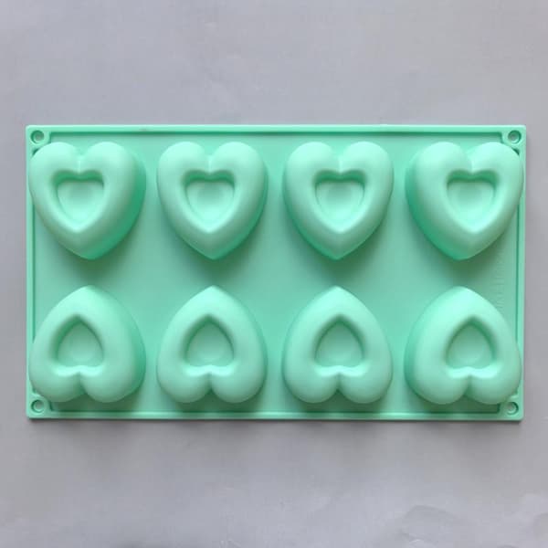 8-hulls hjerteformet smultring silikonmousse kakeform 3D muffinskake A2