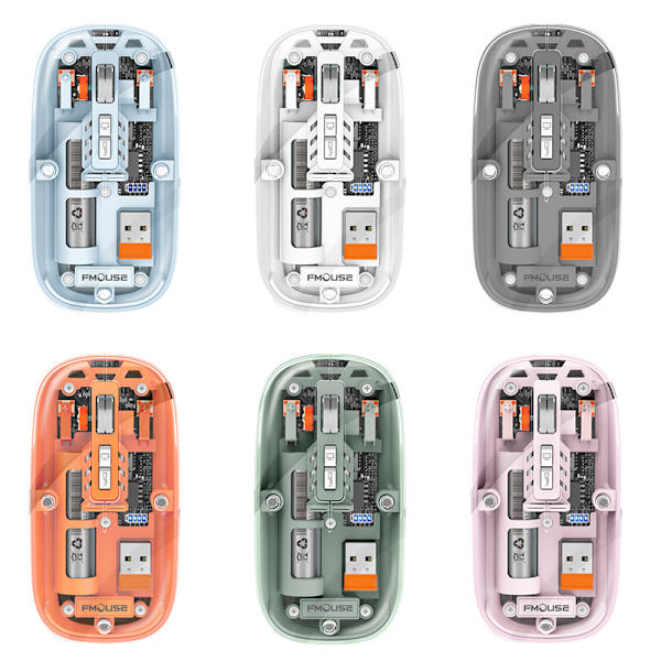 M233Transparent Magnetic Mouse Trippelläge 2.4G Bluetooth Compa Orange A9