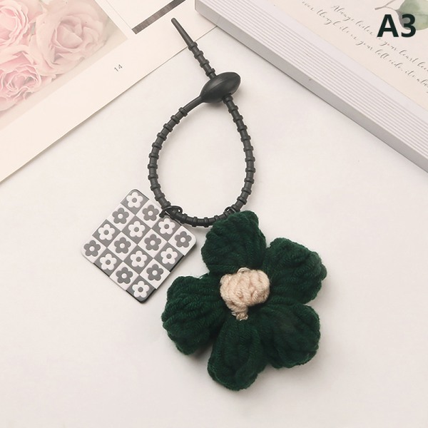 Color Knit Flower Keyrings e Creative Keychain Bag Pendant Deco A3