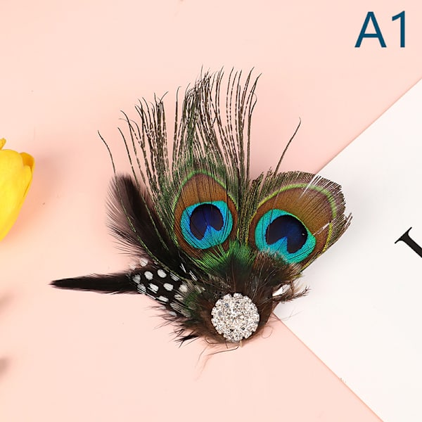 e Peacock Feather Hair Clip Hårklemme Mote Hårdekor Hårkl A1