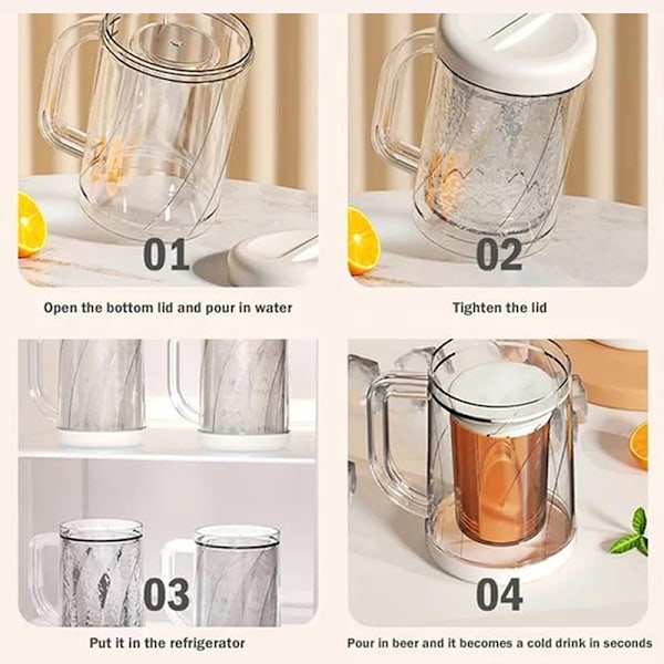 Dubbelväggig fryskopp Glas Kaffekopp Isolerad kopp Kylskåp 1PC