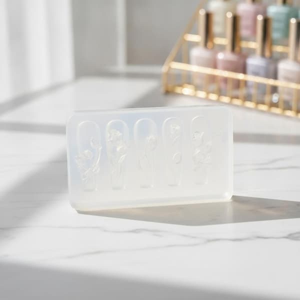 Silikonform for utskjæring av neglekunst tulipaner mal manikyrdekor 1pc
