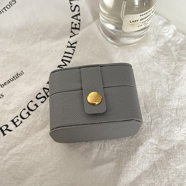 Ring Box Bärbar Smycken Förvaring Box Läder Förvaring Ring Jewe Gray