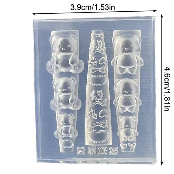 3D Silikon Neglekunstform Tegneserie Bjørnedesign Malplate