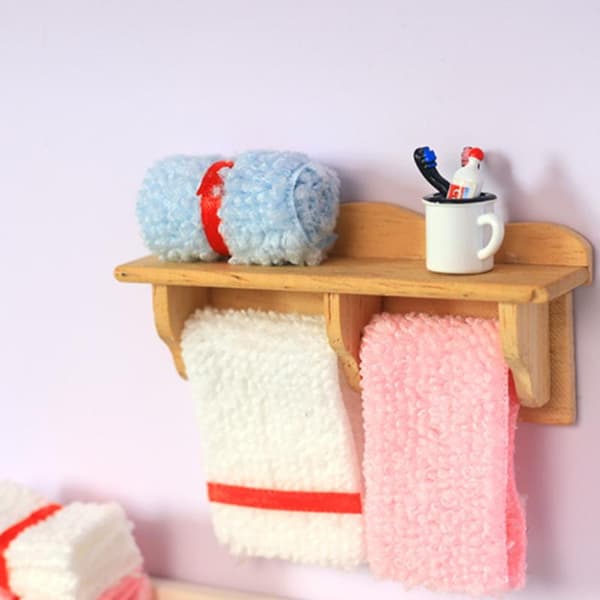 1 sett miniatyr tømmer møbler baderomsett 1/12 dukkehus til A4