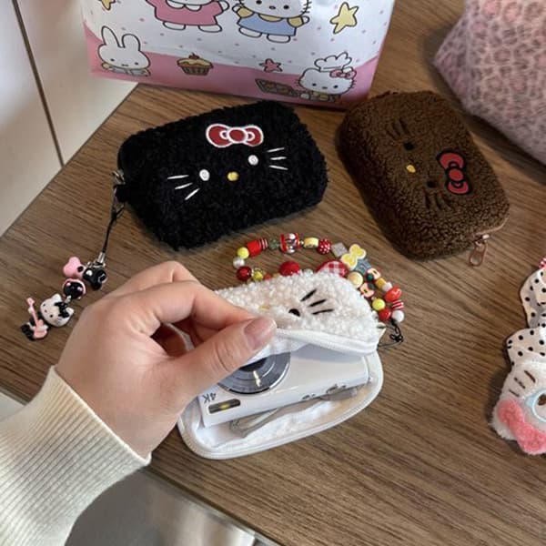 Sanrio Hello Kitty e Tecknad Sminkväska Bärbar Liten Artikel CCD Brown