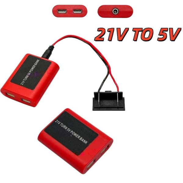 1 stk 21V til 5V mobil powerbank dobbelt USB nødlader til A3