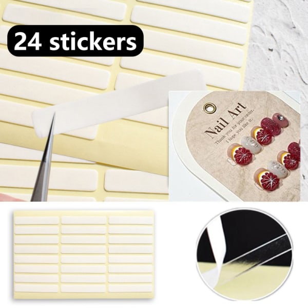 24 stk klar negleklebende tape falske negler Display Stand Sticke