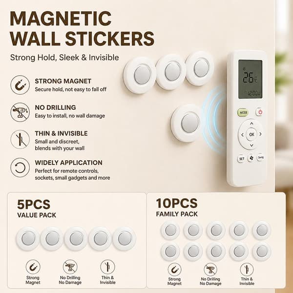Magnetisk Fjärrkontroll Väggfäste Stark Magnet Enkel Installation 5PCS
