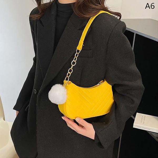 Mode Kvinnor Handväska Enfärgad Casual Mini Underarm Väska Fema Yellow
