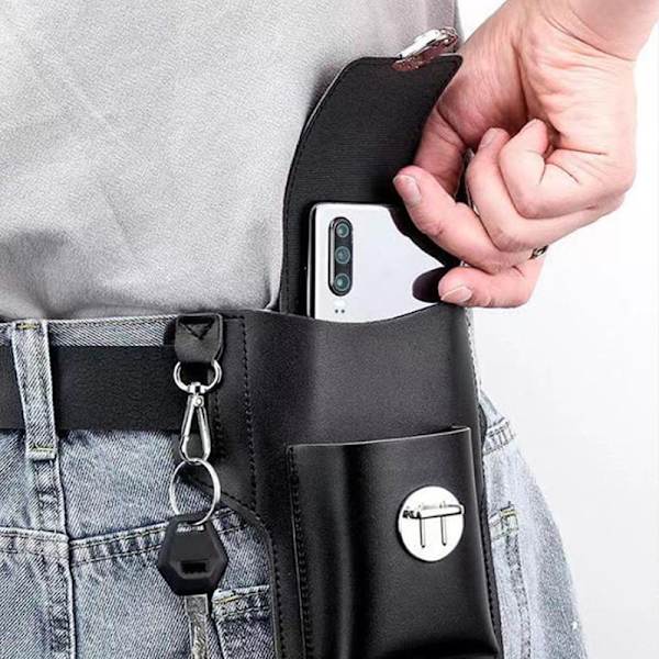 Mode Mænd Multi-funktion taljetaske Udendørs Rejse Sports Mobi black upgrade