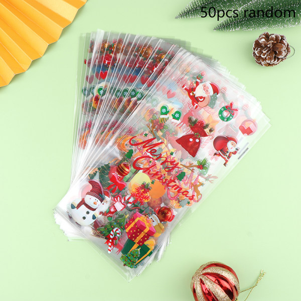 50 stk Jule-serie Godteriposer Julenissen Snømann Gavepose 2024 C 50pcs
