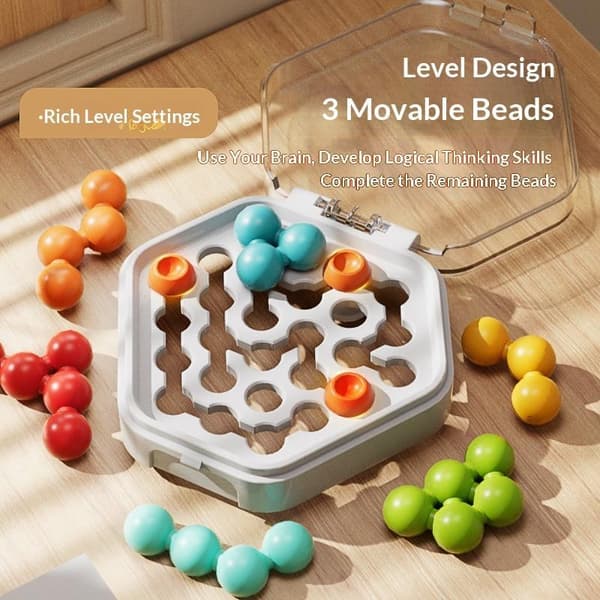 Mini Pocket Montessori Pusselleksaker Pärlspel IQ Brädspel Barn A3