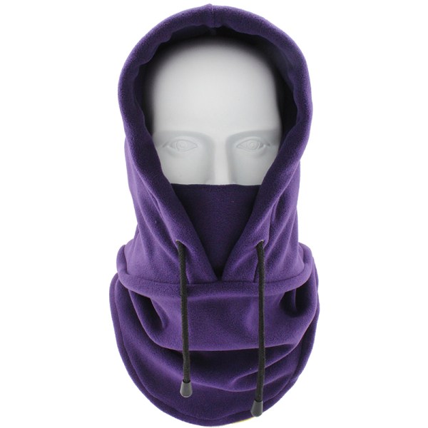 Fleece mænds Balaclava vinterhat Beanies Warmer Vindtæt Fuld Purple