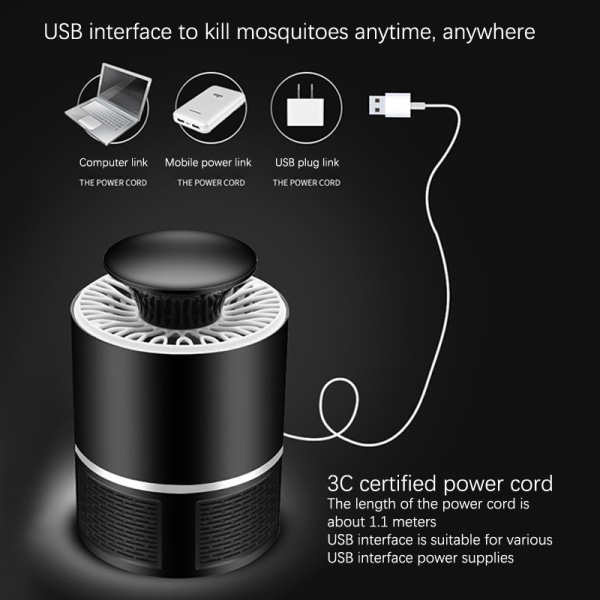 Home Innendørs lyskontroll USB Mosquito Killer Portable M Black A1