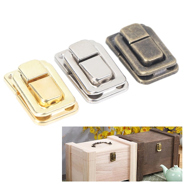 Liten vinkista i trä, presentask, låda, växelspärr, resväska Gold