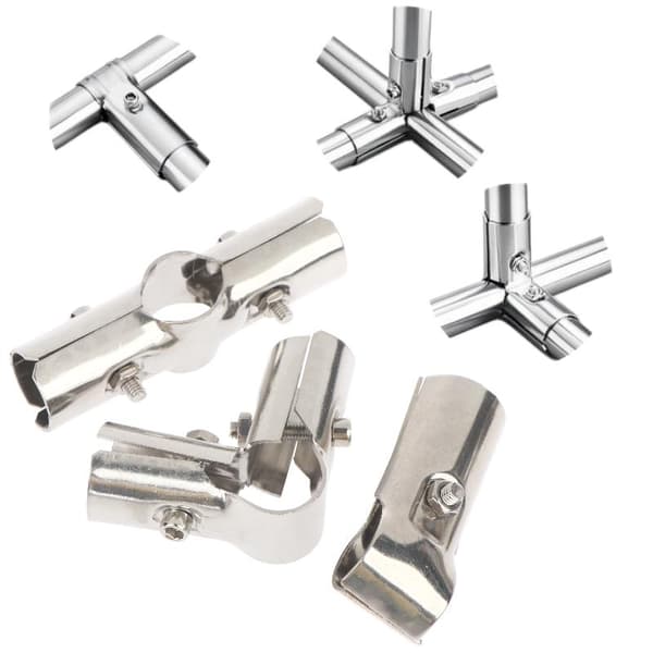 1 stk. 25 mm rundt rør rustfrit stål rørforbinder møbler Flat 4 Way Silver
