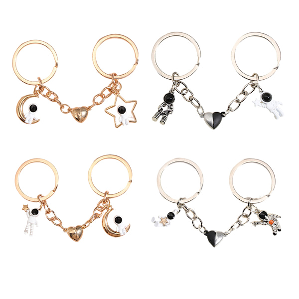 Metal Spaceman hjerte Magnetic Button Key Ring Bag Ornament Pend F