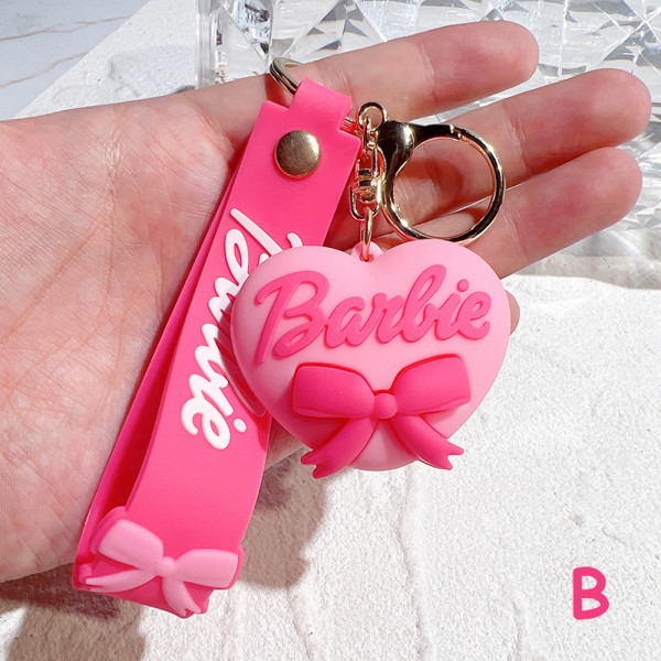 Rosa Barbie nøkkelring dukke anheng kjærlighet nøkkelring hodetelefonveske B