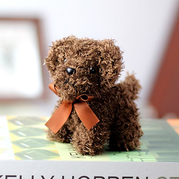 Puppy Plys Legetøj Bamse Hunde Pendant Blødt fyldt dukke Legetøj Keychai Dark brown